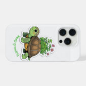 小さな庭を運ぶかわいい赤ちゃんカメのスマホケース iPhoneケース (裏面横)