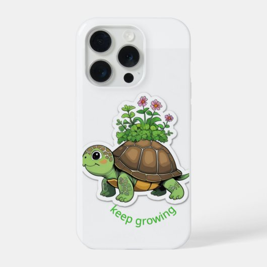 小さな庭を運ぶかわいい赤ちゃんカメのスマホケース iPhoneケース (裏面)