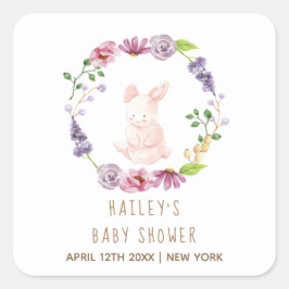 小さな復活祭のフローラリース赤ちゃんシャワー スクエアシール