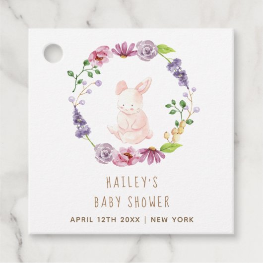 小さな復活祭のフローラリース赤ちゃんシャワー フェイバータグ (正面)