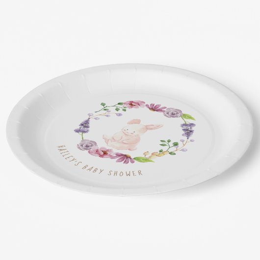 小さな復活祭のフローラリース赤ちゃんシャワー ペーパープレート (アングル)