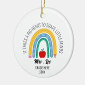 小さな心を形成するには大きなハートが必要先生 セラミックオーナメント (左)