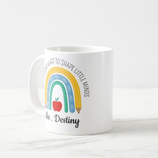 小さな心を形成するには大きなハートを必要とする先生 コーヒーマグカップ (正面左)