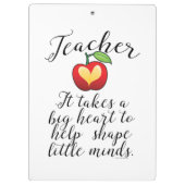 小さな心を形救済成する大きなハート先生 クリップボード (裏面)