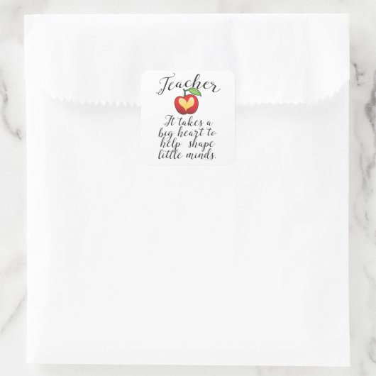 小さな心を形救済成する大きなハート先生 スクエアシール (バッグ)