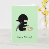 小さな忍者が折り紙紙スターグリーン誕生日 カード (黄色い花)
