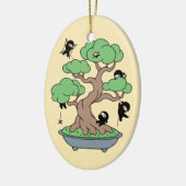 小さな忍者が盆栽の黄色 セラミックオーナメント (左)