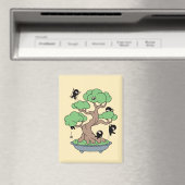 小さな忍者が盆栽の黄色 マグネット (インサイチュ (食洗機))