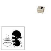 小さな忍者と大きなコーヒーマグ 1x1 ラバースタンプ (押印)
