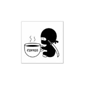 小さな忍者と大きなコーヒーマグ 1x1 ラバースタンプ (インプリント)