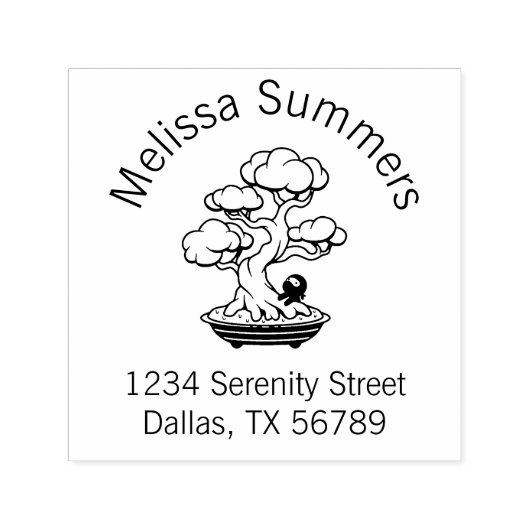 小さな忍者と盆栽の木の住所2 セルフインキングスタンプ (デザイン)