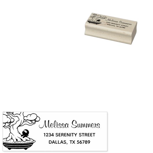 小さな忍者と盆栽の木の住所3 ラバースタンプ (押印)