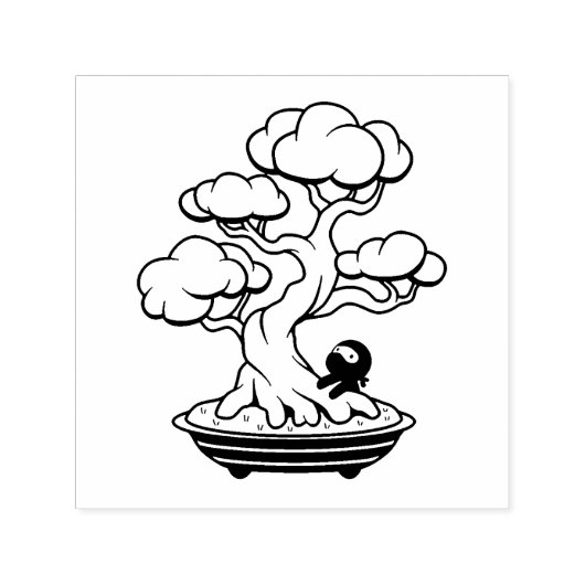 小さな忍者と盆栽 セルフインキングスタンプ (デザイン)