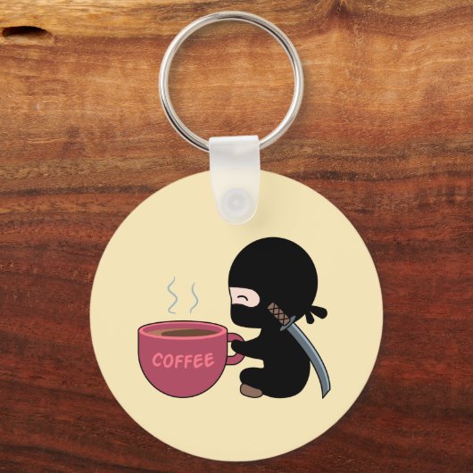 小さな忍者と黄色の大きなコーヒーマグ キーホルダー (正面)