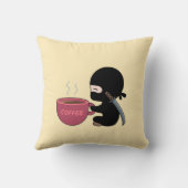 小さな忍者と黄色の大きなコーヒーマグ クッション (裏面)