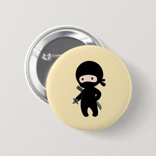小さな忍者保持投球星黄色 缶バッジ (正面&裏面)