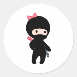 小さな忍者女の子 ラウンドシール