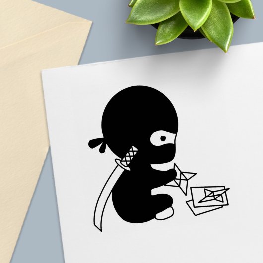 小さな忍者 折り紙の星を折る セルフインキングスタンプ