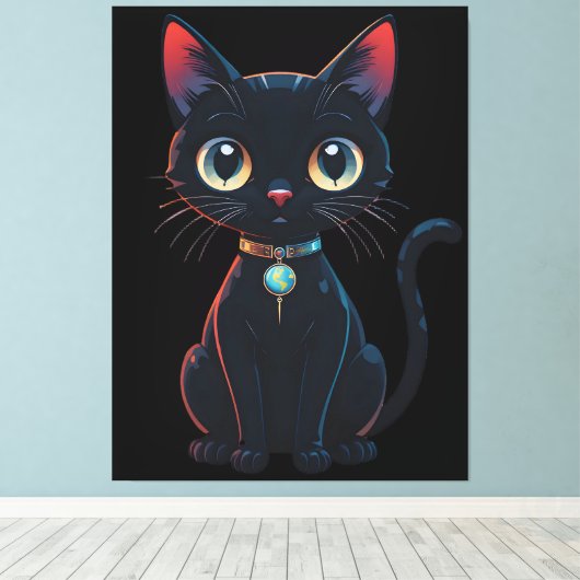 小さな怖い黒猫 キャンバスプリント (インサイチュ (ウッドフロア))