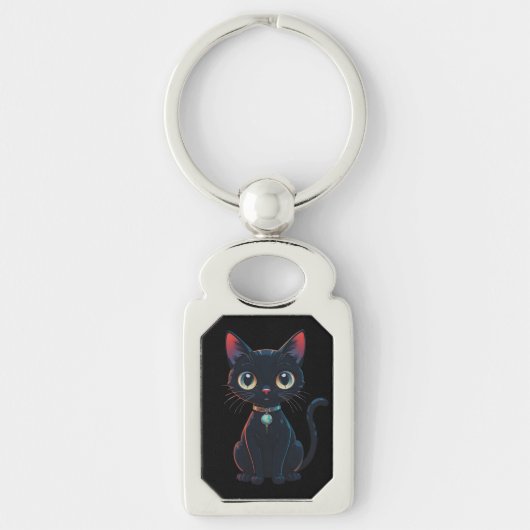小さな怖い黒猫 キーホルダー (正面)