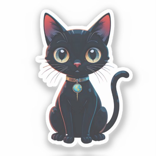 小さな怖い黒猫 シール (正面)