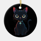 小さな怖い黒猫 セラミックオーナメント (正面)