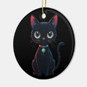小さな怖い黒猫 セラミックオーナメント (左)
