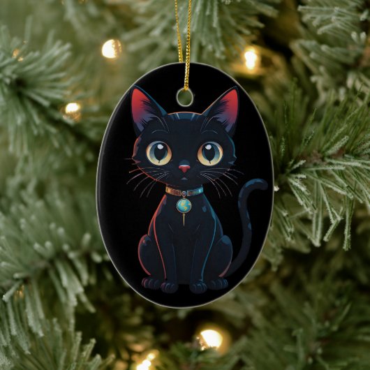 小さな怖い黒猫 セラミックオーナメント (ツリー)