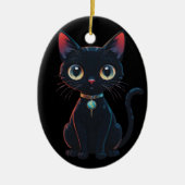 小さな怖い黒猫 セラミックオーナメント (正面)