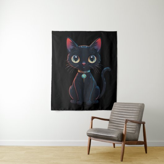 小さな怖い黒猫 タペストリー (インサイチュ)
