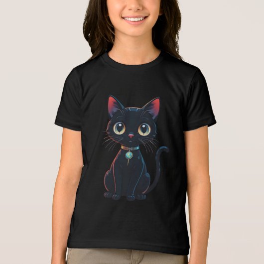 小さな怖い黒猫 トライブレンドTシャツ (正面)