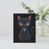 小さな怖い黒猫 ポストカード (スタンド正面)
