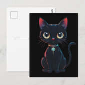 小さな怖い黒猫 ポストカード (正面/裏面)