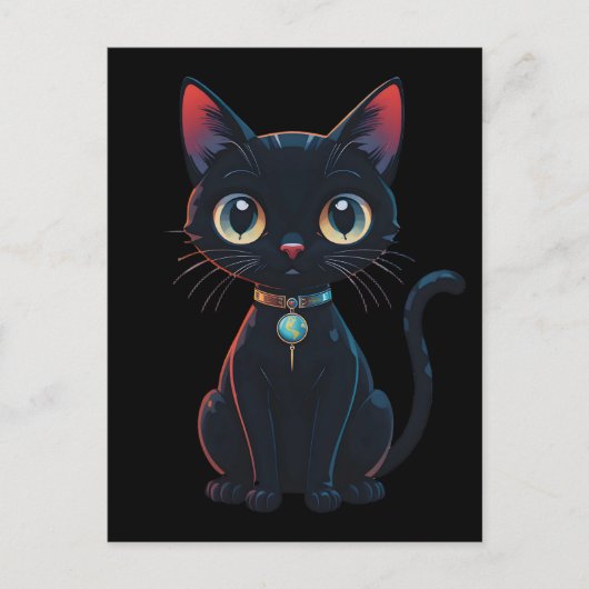 小さな怖い黒猫 ポストカード (正面)