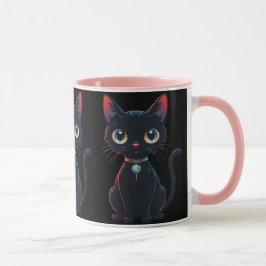 小さな怖い黒猫 マグカップ