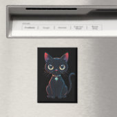 小さな怖い黒猫 マグネット (インサイチュ (食洗機))