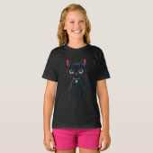 小さな怖い黒猫 Tシャツ (正面フル)