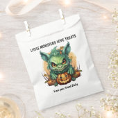 小さな怪物の緑の生き物ハロウィン フェイバーバッグ (クリップ留めされた状態)