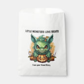小さな怪物の緑の生き物ハロウィン フェイバーバッグ (正面)