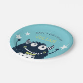 小さな怪物 |パーソナライズされた子供の誕生日パーティー ペーパープレート (アングル)