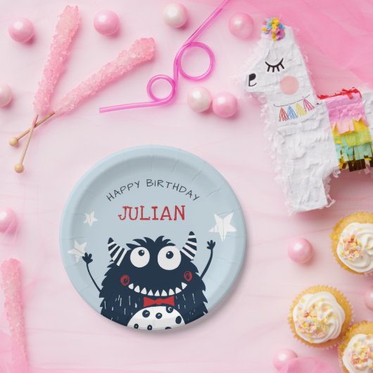 小さな怪物 |パーソナライズされた子供の誕生日パーティー ペーパープレート (パーティー)