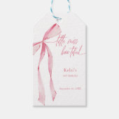 小さな恋しく思水色ピンクの誕生日 ギフトタグ (正面)