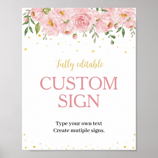 小さな恋しく思100ドル誕生日のカスタムテーブル記号 ポスター (正面)