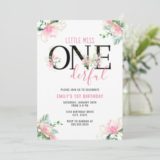 小さな恋しく思1000人の女の子1歳の誕生日 招待状 (スタンド正面)