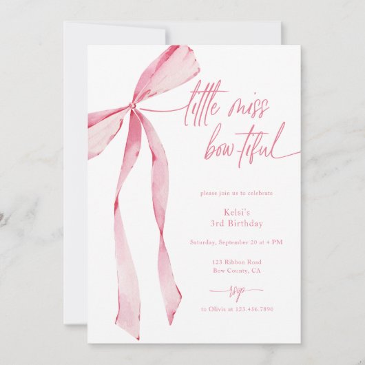 小さな恋しく思Bowiful Pinkフォト誕生日 招待状 (正面)