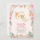 小さな恋しく思onederfulフローラの女の子1st誕生日 招待状 (正面)