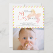 小さな恋しく思ONEderful女の子の写真1st誕生日 招待状 (正面)