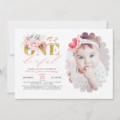 小さな恋しく思ONEderful金ゴールド1stバースデーフォト 招待状 (正面)