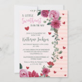 小さな恋の赤ちゃんのバレンタインハートベイビーシャワー 招待状 (正面)