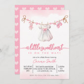 小さな恋人のバレンタインの女の子の赤ちゃんシャワー 招待状 (正面/裏面)